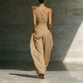 thumbnail image 4 of PBFRDSJ One Shoulder Jumpsuits for Women Sleeveless Tie Side Wide leg Jumpsuits Ruched Waist Summer Minimalist Flowy Romper, 4 of 9
