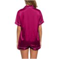 thumbnail image 6 of Yuzhih Women's Satin Pajama Set Button down Short Sleeve Silky Pj Set 2 Piece Sleepwear Loungewear with Shorts, 6 of 7