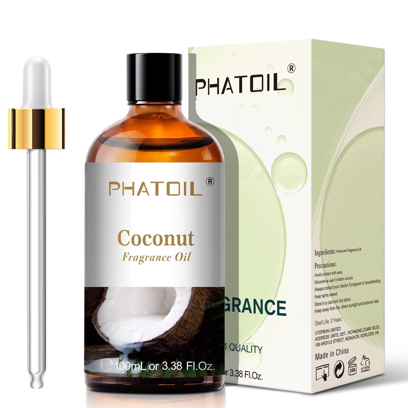 PHATOIL 100ml Coconut Fragrance Oil, Sweet Scent Oil for Home Diffuser Aromatherapy, Relaxation, Handmade Candle Making