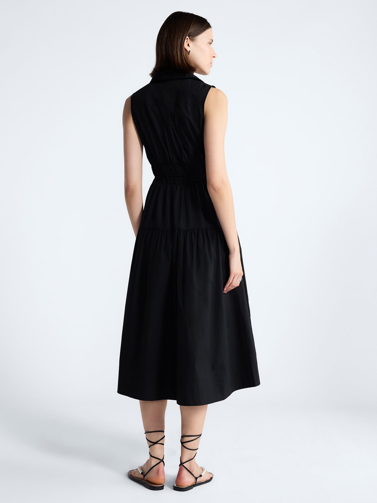 Free Assembly Women's and Women's Plus Sleeveless Cotton Maxi Shirtdress with Belt, Sizes XS-4X