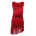 thumbnail image 1 of Vestido de baile latino Sunnimix con flecos y lentejuelas Rojo, 1 of 8