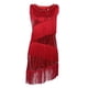 thumbnail image 1 of Vestido de baile latino Sunnimix con flecos y lentejuelas Rojo, 1 of 8