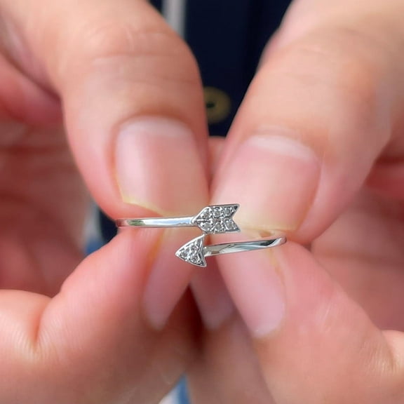 Silvago Jewel Bypass Diamond Wedding Ring - 14k White Gold Over Ring On Clearance - Anniversary Gifts Wife - Prong Set 1.1 Ct VVS1/D Lab Created Diamond Round Cut Engagement Ring - Ring for Women's