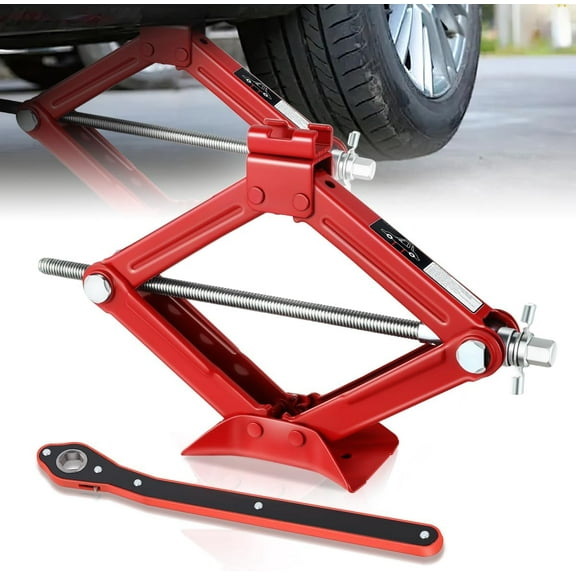 Scissor Lift Jack Universal for Car Truck, 1.5 Ton (3306Lbs) Capacity, 360 Degree Rotating, Lifting Range Min 4" Max 15.2", Ratchet Wrench Included
