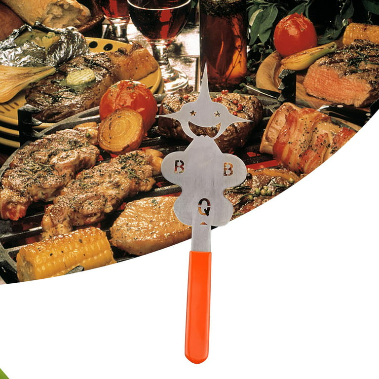 Gill Fork bbq Accessories Multifunctional Stainless Steel Reusable Grill  Tools Supplies for Party Picnic Camping Grilling Beef girl face orange