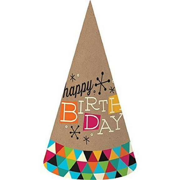 Birthday Kraft Modern Confetti Design Birthday Party Favor Adult Cone Hats