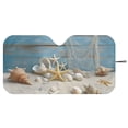 thumbnail image 3 of Xixirimido Car Windshield Sun Shade Foldable Sun Visor for Front Window Sunshade Universal Fit Most Truck SUV Vans Car Interior Accessories, Starfish Shell Conch Woodgrain, 3 of 8