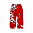thumbnail image 5 of Lovzfmll Women's Printed Bermuda Shorts, Wide Leg Casual Shorts with Side Slit & Pockets, Summer Button Front Shorts Red, 2XL, 5 of 5