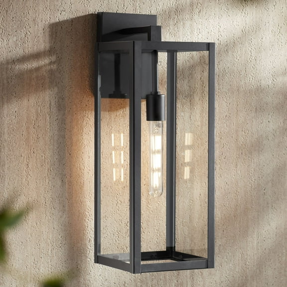 John Timberland Titan Modern Outdoor Wall Light Fixture Mystic Black 20" Clear Glass for Post Exterior Barn Deck House Porch Yard Patio Home Outside