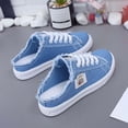 thumbnail image 3 of EKVAHL Slip On Canvas Loafers for Women, Denim Breathable Flat Cushioned Casual Shoes, Backless Daily Walking Slide Sneakers Blue, 3 of 5