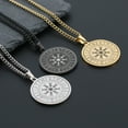 thumbnail image 5 of Dasbsug Nordic Vegvisir Compass Norse Runes Viking Jewelry Runic Amulet- and Talisman- Stainless Steel Pendant Necklace for Men, 5 of 13