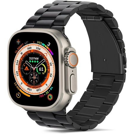 moogdieo Band Compatible with Apple Watch Band 49mm 45mm 44mm 42mm Premium Stainless Steel Metal Replacement Strap Compatible with Apple Watch Ultra 3 2 1 Series 11 10 9 8 7 6 5 4 3 2 1 SE, Black