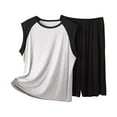 thumbnail image 2 of Mens Big & Tall Pajamas Sets XL-5X Plus Size Soft Modal Sleepwear Sleeveless Tank Tops Shorts Color-Block Loungewear Set with Pockets, 2 of 3