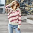 thumbnail image 5 of Pull Rayé American station Doux Confortable et Chaud pour Femmes Décontractées en Automne et Hiver tzw, 5 of 5