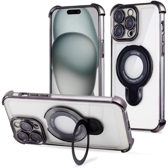 Entronix Magnetic Clear Case Compatible with iPhone 14 Pro, Flexible Fashion Cover, Black