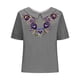 thumbnail image 4 of Fiudx Ofertas de La Semana Camiseta Holgada Informal con Estampado para Mujer, Tops de Manga Corta con Cuello de Muñeca, Blusa Bonita y de Lino, 4 of 4
