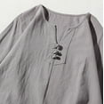 thumbnail image 4 of Two Piece Pants Sets Mens Two Piece Solid Cotton Linen 3/4 Sleeve V Neck Tops and Shorts Set, 4 of 10