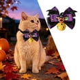 thumbnail image 2 of Halloween Pet Collars, Bat Print Ribbon Bow with Pumpkin Ornament and Bell Charm Pendant, Festive Collar with Safety Bell for Cats and Small Dogs, 2 of 5