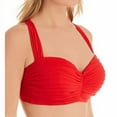 thumbnail image 3 of Women's Bleu Rod Beattie 00179D Kore Shirred Underwire Bandeau Bikini Swim Top (Scarlet 38D), 3 of 4