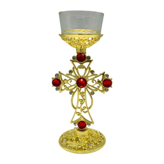 Zxpjkyu Tea Light Candle Holder Cross Candle Holder Golden Elegant Table Centerpiece for
