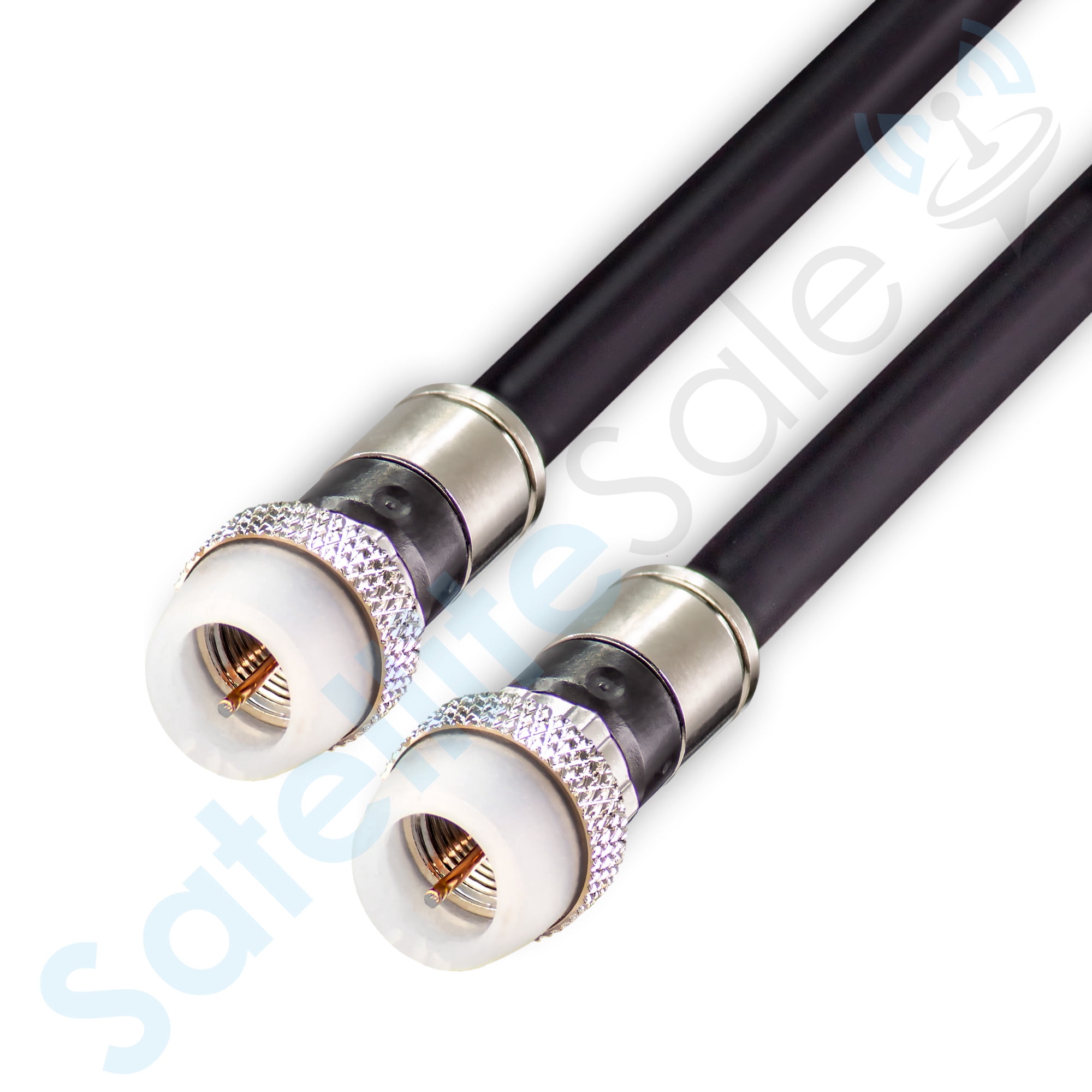 SatelliteSale Digital RG-6/U 75 Ohm Coaxial Cable with F-Type Waterproof Connectors Indoor/Outdoor Universal Wire Black Cord 25 feet