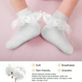 thumbnail image 3 of Armscye 6 Pairs Girls Ruffle Socks, White Lace Socks, Frilly Socks White Lace Trim with Double Lace Toddler Baby Girls(L/6-8Years), 3 of 7