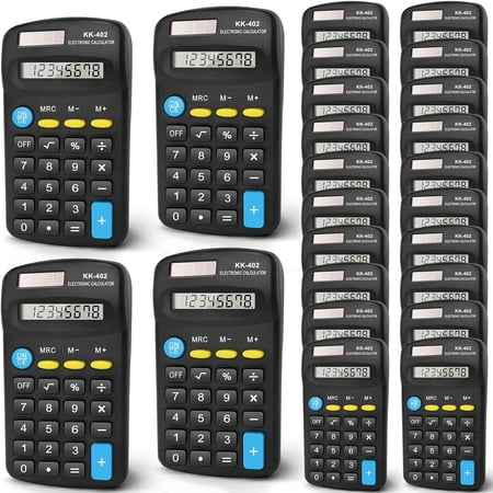 24 Pack Basic Calculators for Students, Pocket Calculator Bulk Clroom Mini Calculators Solar and y Dual