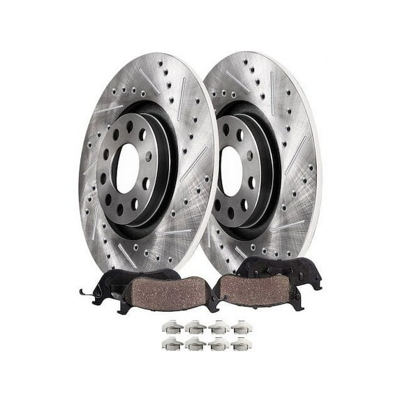 Rear Brake Pad and Rotor Kit - Compatible with 2012 - 2014 Volkswagen Jetta Wagon 2.5L 5-Cylinder 2013