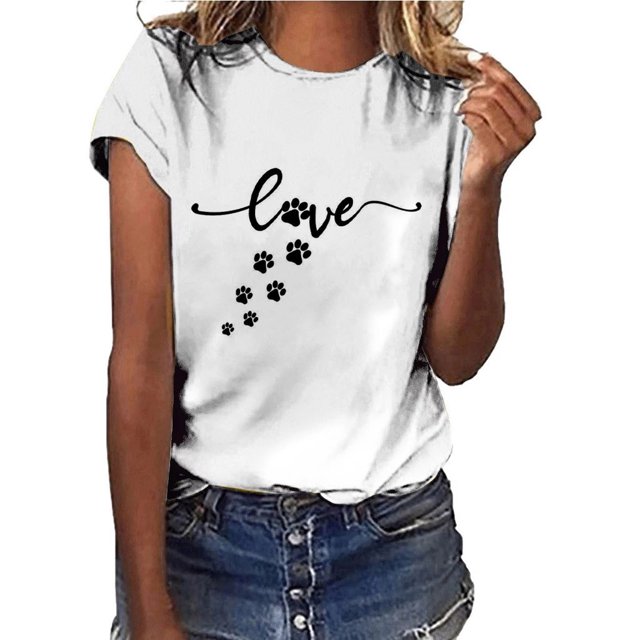 Blouses à Manches Courtes pour Femmes, Mode Saint-Valentin, Blouse Décontractée à Col Rond, T-Shirt d'Été pour Femmes