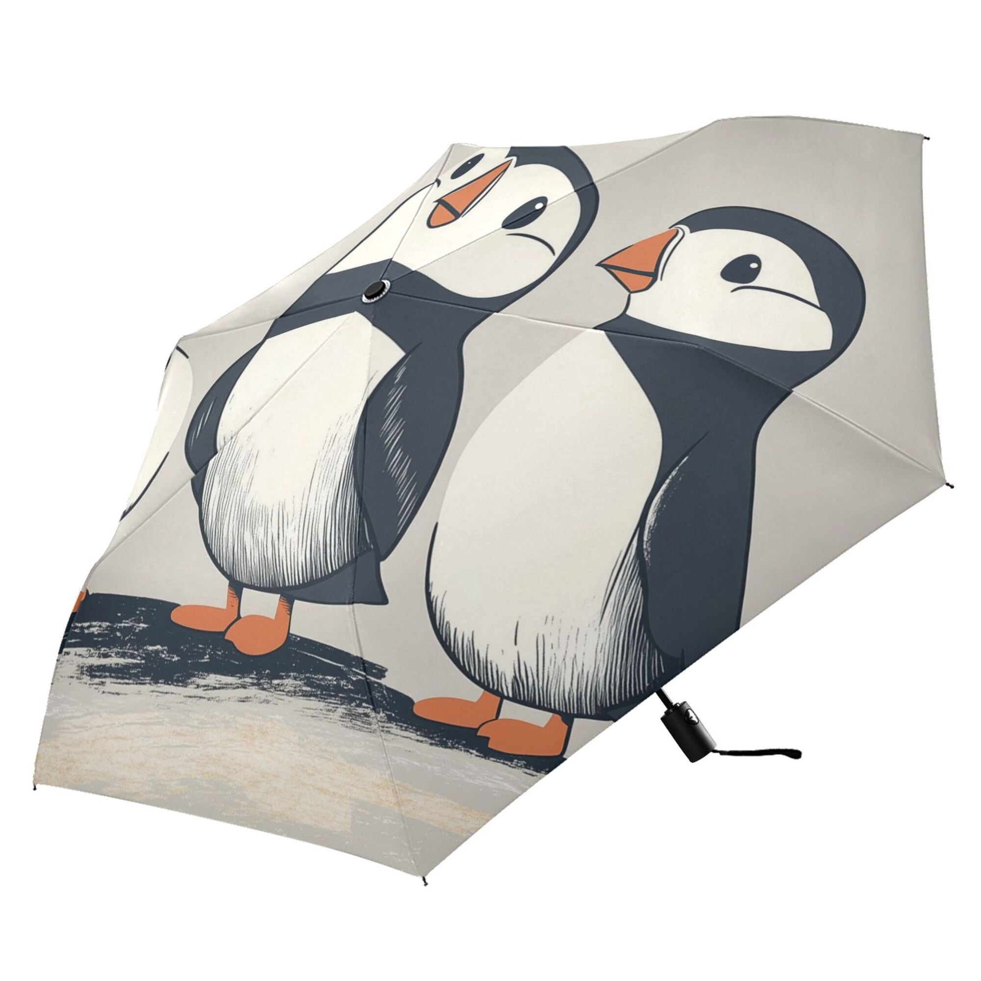 FORMRS Travel Umbrella Folding Auto Open Close Windproof Rain UV Protection, Cute Puffin