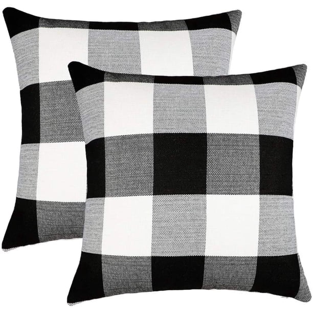 Juego de 2 fundas de almohada a cuadros a cuadros, funda de cojín, lino de poliéster para decoración del hogar de otoño, 18 x 18 pulgadas Namotu CZJJ-ZC7-2
