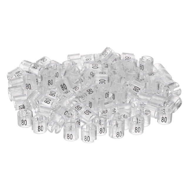 Marcadores de percha de ropa de 160 piezas, 80 etiquetas numéricas, adecuadas para varillas de 3.5 mm, etiqueta de color para perchas de ropa, transparente