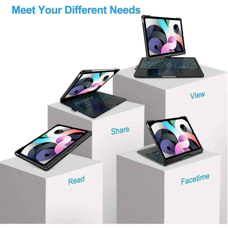 iPad Air 5/4 Gen 10.9 inch Keyboard Case - 7 Color Touchpad