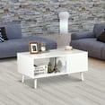 thumbnail image 5 of ZENY Wood Frame Mid Century Coffee Table with Open Storage Shelf Living Room TV Table, White, 5 of 11
