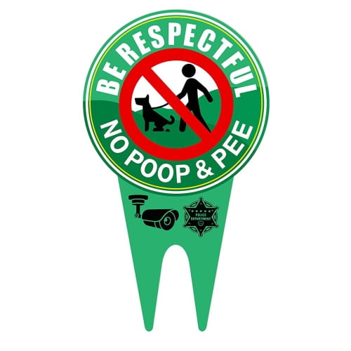 2 Pieces No Poop Dog Signs No Poop and Pee Sign Luminous Be Respectful Green 