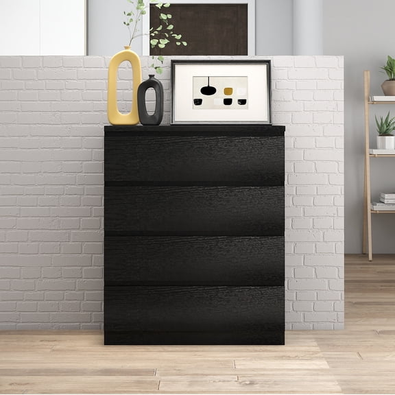 GUTALOR 31.5" Black 4 Drawer Dresser, Modern Handle-Free Storage Chest of Drawers for Closet, Bedroom, or Living Room Organizer