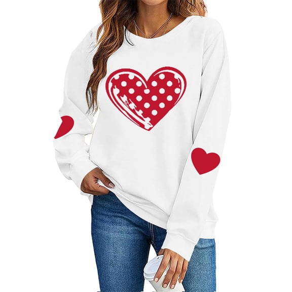 Women'S Valentines Sweatshirts Love Heart Graphic Long Sleeve Shirts Casual Crew Neck Pullovers Plus Size Tops