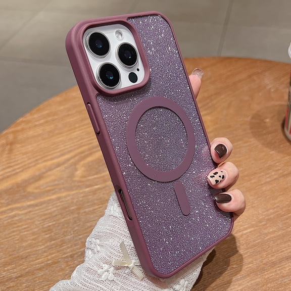 Clear Case with Glitter Paper for Apple iPhone 8 Plus/ iPhone 7 Plus, Compatible with Magsafe Anti-Yellow Hybrid Protection Shockproof Bumper Stylish Phone Case for iPhone 8 Plus/7 Plus,Winered