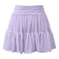 thumbnail image 5 of Arlun Women's Skirts Drawstring Elastic High Waisted Mesh Ruffle Tiered Mini Skirts Lightweight Comfy Pleated Cute Short Skirt for Summer Beach Outfit Purple L, 5 of 6