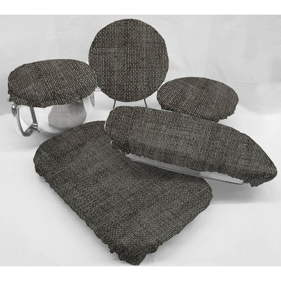 Faux Burlap Reusable Fabric Bowl and Casserole Pan Covers by Penny's Needful Things (5 Cover Set) (Black/Gray)