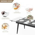 thumbnail image 3 of ChVans 55"- 79" Large Extendable Dining Table for 6-8 Person, Modern Rectangular Dining Table with White Marble Sintered Stone Table Top and Metal Legs for Kitchen Dining Living Room, White Marble, 3 of 8
