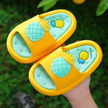 

Pejock Boys Girls Shower Slides Cute Cartoon Non-Slip Open Toe Sandals Toddler Shoes Baby Boys Girls Cute Cartoon Fruit Non-slip Soft Sole Beach Slippers 18M-11Years