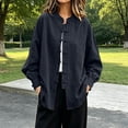 thumbnail image 2 of Vetsdori Womens Square Neck Button up Shirts Long Sleeve Cotton Linen Solid Color Casual, 2 of 8