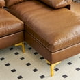 thumbnail image 6 of 110" U Shaped Sectional Sofa Couch, Mid Century Modern Faux Leather Couch with Hand-Sewn and Double Chaise Deep Couches, 4 Seater Home Sofa for Living Room, Small Space, Bedroom, Office, Caramel, 6 of 6