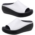 thumbnail image 1 of Mujer Étnico Salir Tacón Cuña Boca Pescado Chanclas Plataforma Suela Gruesa Sandalias Retro (Blanco 40), 1 of 9