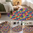 thumbnail image 5 of Round Rug 7Ft Washable Non-Slip, Colorful Geometric Circle Area Rugs for Living Room Bedroom, Modern Multicolor Abstract Motifs Indoor Floor Mats Carpet Runner for Home Decor Aesthetic, 5 of 8