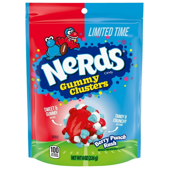 NERDS Gummy Clusters Candy, Berry Punch Rush, Crunchy and Gummy, 8 oz