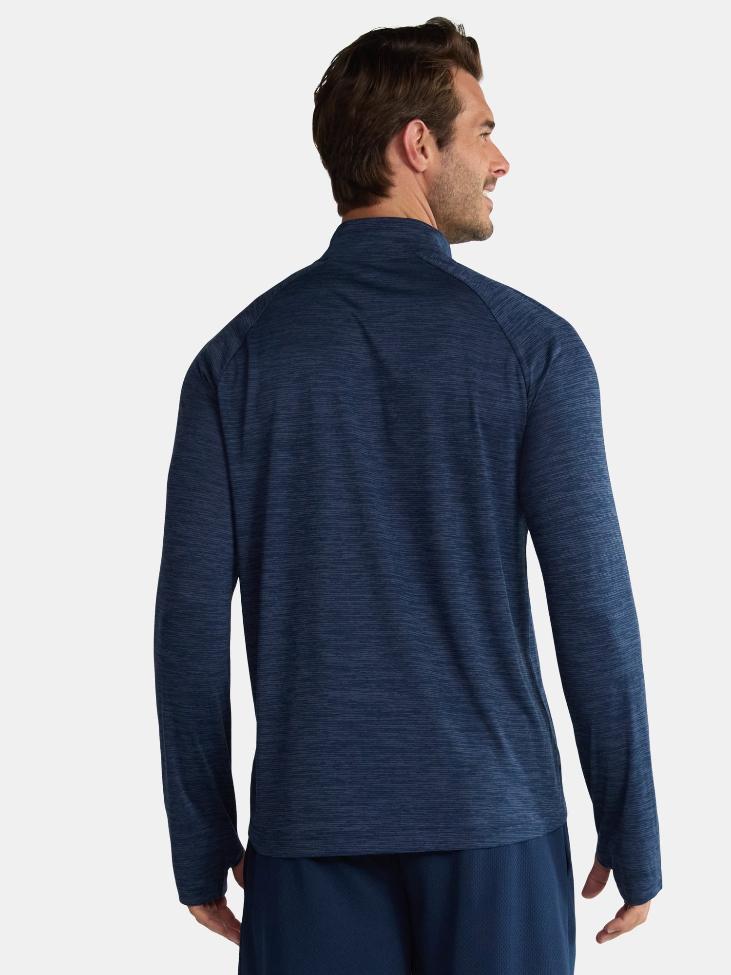 Athletic Works Men's & Big Men's Space Dye Jersey Quarter Zip Long Sleeve Shirt, Sizes S-3XL