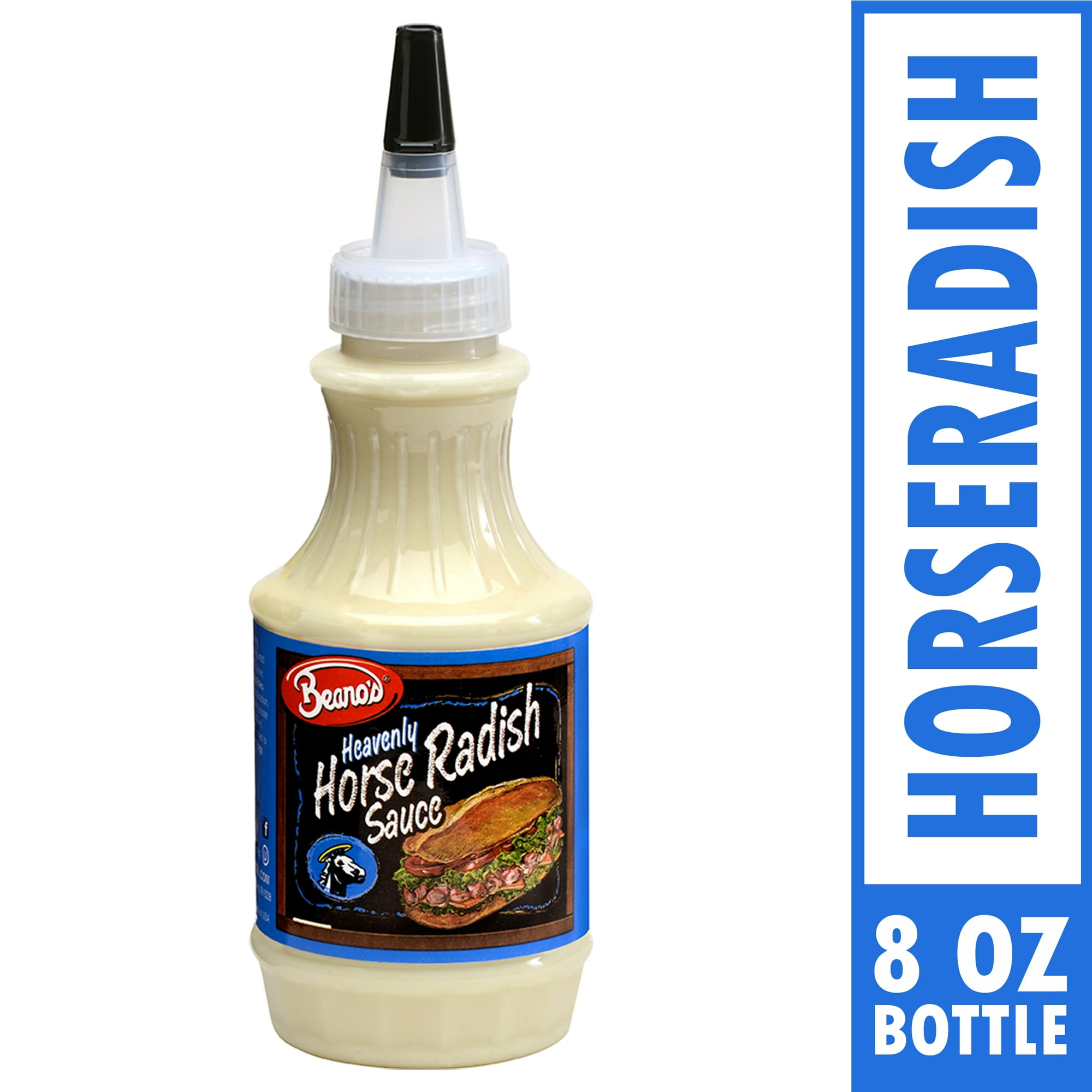 Beano s Gluten-Free Creamy Heavenly Horseradish Sandwich Sauce 8 oz. Bottle Shelf Stable Contains Egg