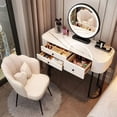 thumbnail image 4 of Home Dressing Table with Mirror Bedroom Modern Minimalist Multifunctional Storage Cabinet Makeup Table Household Furniture My Lux Decor Round, 4 of 23